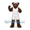 Brown Bear Mascot Costume with White Basketball Uniform