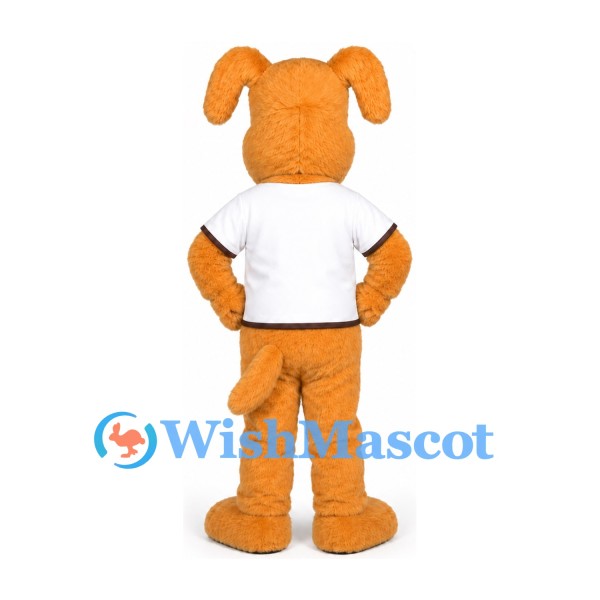 Golden Dog Mascot Costume with White T-Shirt