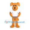 Golden Dog Mascot Costume with White T-Shirt