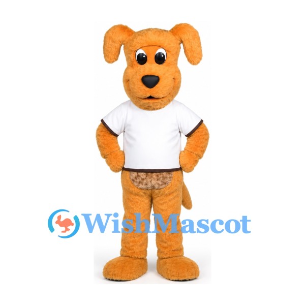 Golden Dog Mascot Costume with White T-Shirt