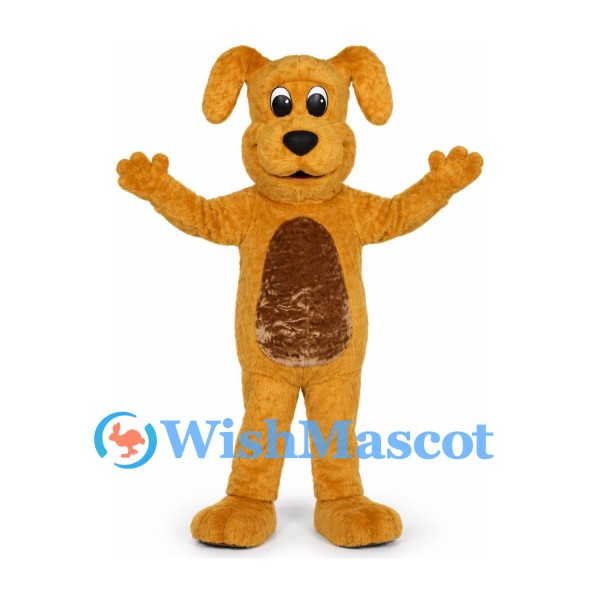 Golden Dog Mascot Costume with Brown Belly Patch
