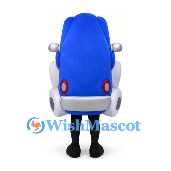 Blue Car Mascot Costume with Silver Wheels