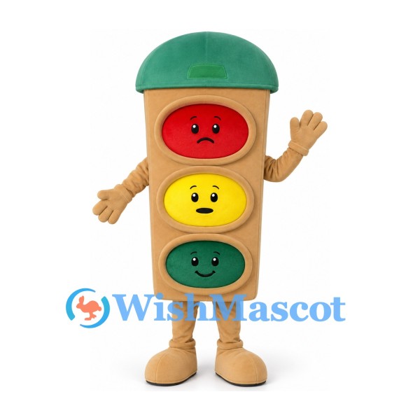Traffic Light Mascot Costume with Red, Yellow and Green Signals
