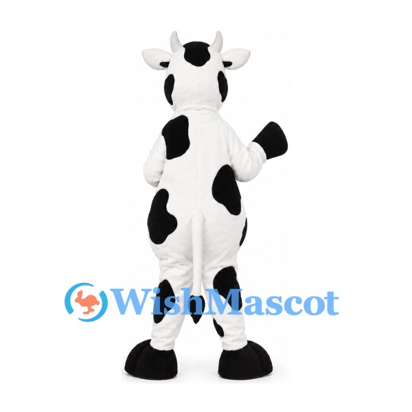 Black and White Cow Mascot Costume with Pink Nose