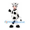 Black and White Cow Mascot Costume with Pink Nose