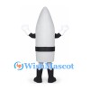 White Rocket Mascot Costume with Gray Belt and Black Boots