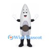 White Rocket Mascot Costume with Gray Belt and Black Boots