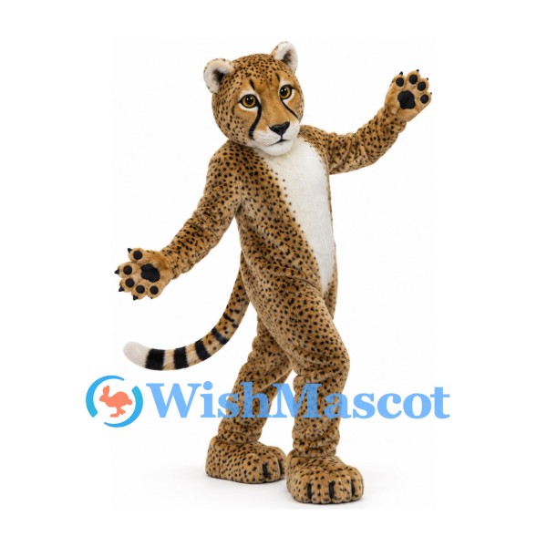 Spotted Cheetah Mascot Costume with Long Tail