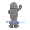Gray Manatee Mascot Costume with Rounded Snout and Flippers