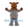 Brown and Gray Bull Mascot Costume with Small Horns