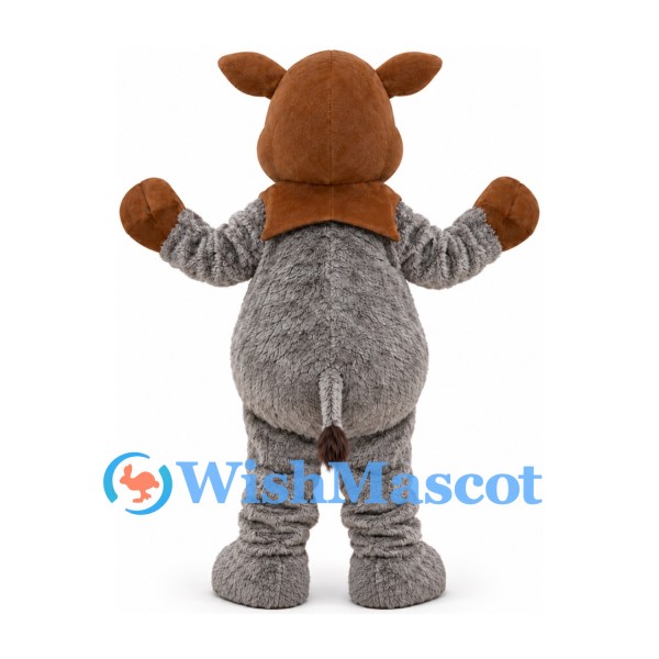 Brown and Gray Bull Mascot Costume with Small Horns