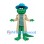 Green Crocodile Mascot Costume with Blue Hat and Beige Coat