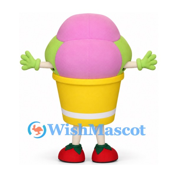 Flower Pot Mascot Costume with Pink Bloom and Yellow Pot
