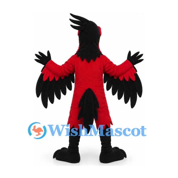 Red Hawk Mascot Costume with Black Wing Tips