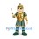 Roman Warrior Mascot Costume with Gold Armor and Green Skirt