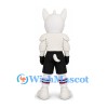 White Monster Mascot Costume with Black Shorts and Striped Socks