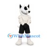White Monster Mascot Costume with Black Shorts and Striped Socks