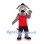 Gray Dog Mascot Costume with Red Sports Shirt and Black Shorts