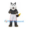 Gray Wolf Mascot Costume with White Sports Shorts