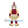 Roman Soldier Mascot Costume with Red Plume and Striped Armor Skirt