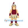 Roman Soldier Mascot Costume with Red Plume and Striped Armor Skirt