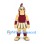 Roman Soldier Mascot Costume with Red Plume and Striped Armor Skirt