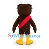 Brown Owl Mascot Costume with Black Glasses and Red Sash