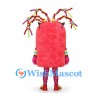 Pink Monster Mascot Costume with Colorful Ribbon Hair and Glasses