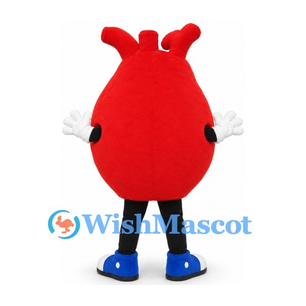 Anatomical Heart Mascot Costume in Red with Smiling Face