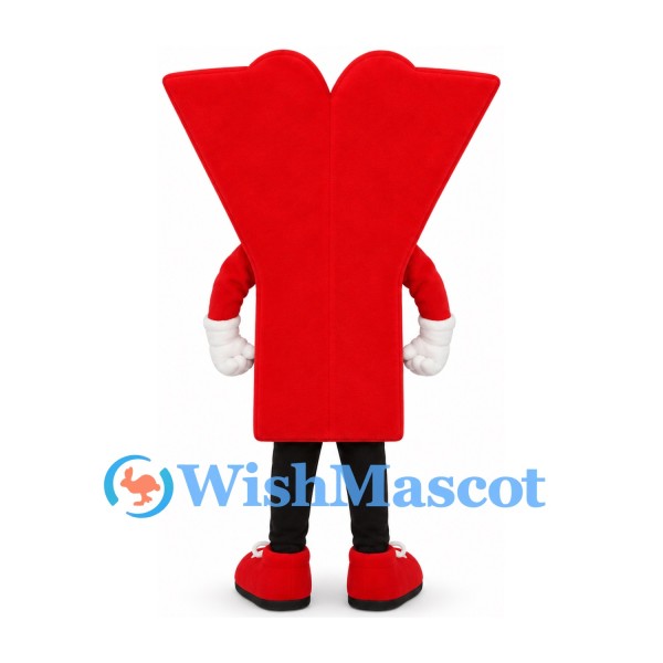Letter Y Mascot Costume in Red with Blue Eyes