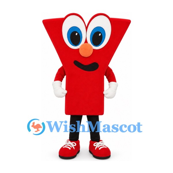 Letter Y Mascot Costume in Red with Blue Eyes