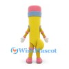 Yellow Pencil Mascot Costume with Pink Eraser and Shoes