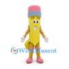 Yellow Pencil Mascot Costume with Pink Eraser and Shoes