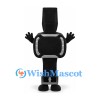 Black Digital Watch Mascot Costume with Silver Screen Frame