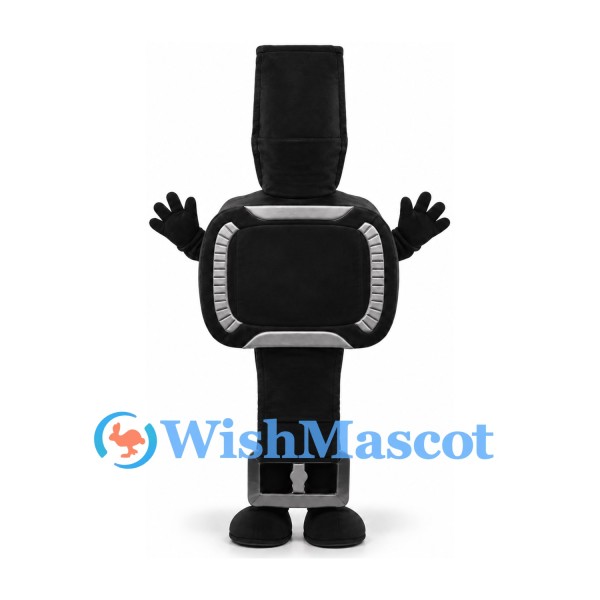 Black Digital Watch Mascot Costume with Silver Screen Frame