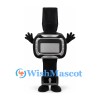 Black Digital Watch Mascot Costume with Silver Screen Frame