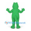 Green Crocodile Mascot Costume with Cream Belly and Open Smile