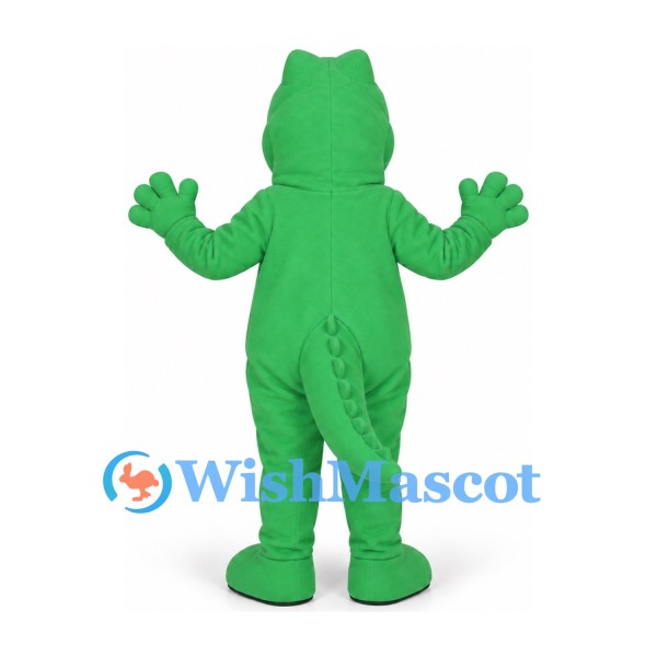 Green Crocodile Mascot Costume with Cream Belly and Open Smile