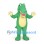 Green Crocodile Mascot Costume with Cream Belly and Open Smile