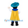 Man Mascot Costume with Teal Hat and Yellow Cape