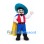 Man Mascot Costume with Teal Hat and Yellow Cape