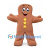 Gingerbread Man Mascot Costume with Yellow Star Buttons