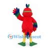 Red Parrot Mascot Costume with Green Goggles and Flippers