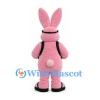 Pink Rabbit Mascot Costume with Sunglasses and Drum