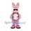 Pink Rabbit Mascot Costume with Sunglasses and Drum