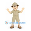 Explorer Mascot Costume with Beige Safari Outfit and Helmet