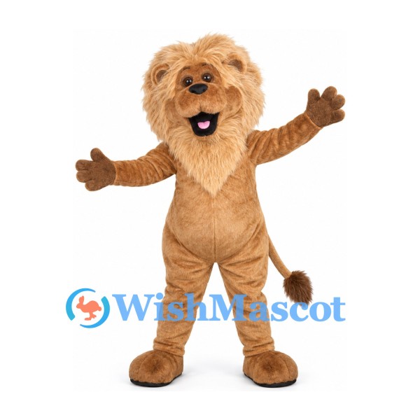 Lion Mascot Costume in Tan with Shaggy Mane