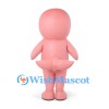 Pink Whale Mascot Costume with Rounded Head and Small Fins