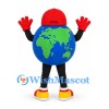 Earth Globe Mascot Costume with Red Cap and Gloves