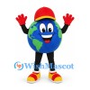 Earth Globe Mascot Costume with Red Cap and Gloves